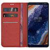 Leather Wallet Case & Card Holder Pouch for Nokia 9 PureView - Red